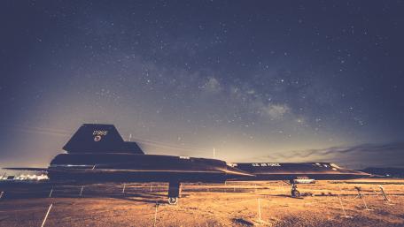 Iconic SR-71 Blackbird Under Starry Night Sky wallpaper