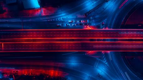 Vibrant Neon Highways at Night wallpaper