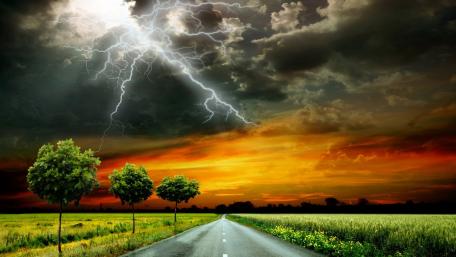 Thunderstorm on a Rural Road wallpaper