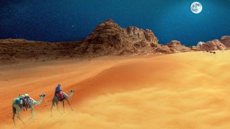 Desert Moonlit Dunes Adventure at Night wallpaper