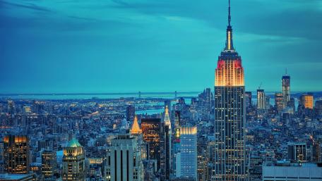 Empire State Building in a blue hour wallpaper