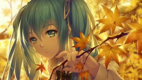 Autumn Serenade with Hatsune Miku wallpaper