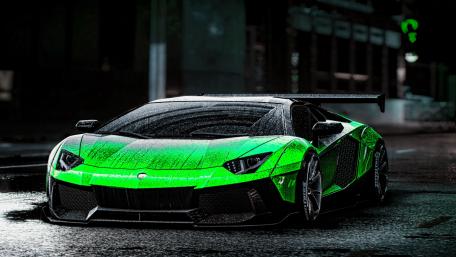 Lamborghini Aventador in the Rain wallpaper