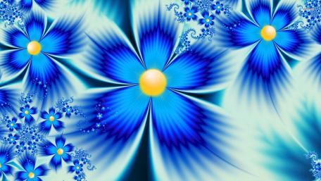 Vibrant Blue Floral Abstract Design wallpaper