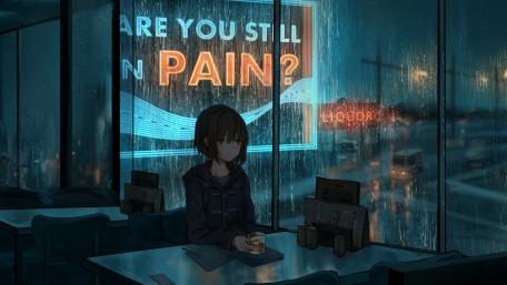 Reflective Solitude in Neon Glow wallpaper
