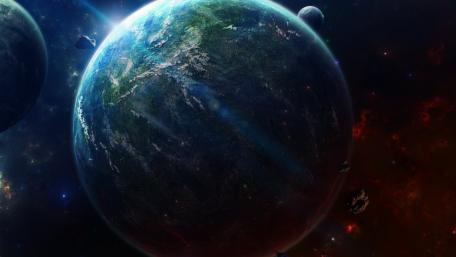 Vibrant Planetary View Amidst Cosmic Wonders wallpaper