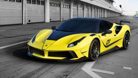 Dreamy Yellow Ferrari 488 on the Track wallpaper