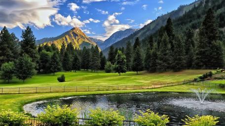 Mountain Valley Park Pond View wallpaper