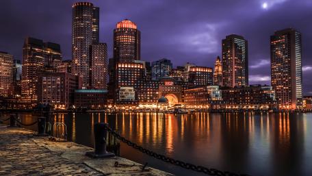 Cloudy Boston night wallpaper