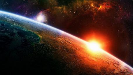 Sunrise Over Earth from Space wallpaper