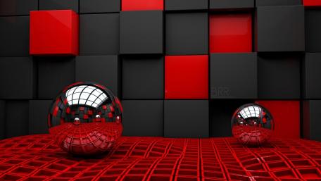 Metallic Harmony in Red and Black wallpaper