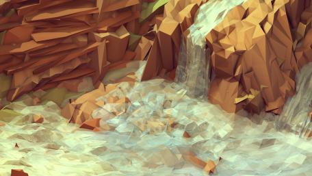 Low-poly waterfall wallpaper