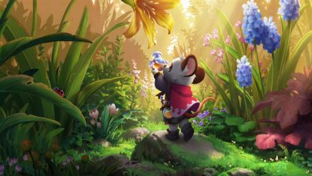 Whimsical Mouse in Enchanted Garden wallpaper