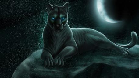 Moonlit Guardian Panther wallpaper