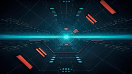 Neon Tech Sci-Fi Tunnel Scene wallpaper