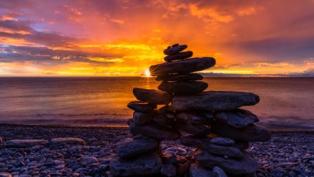 Stone Serenity at Sunset Shore wallpaper