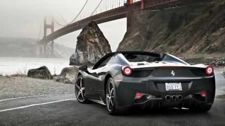 Black Ferrari 458 Spider wallpaper