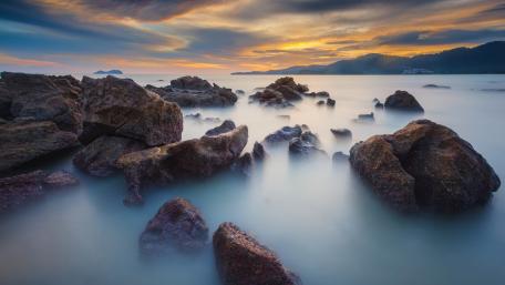 Misty Serenity by the Sea wallpaper