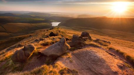 Majestic Sunset Over Hillside Landscape wallpaper