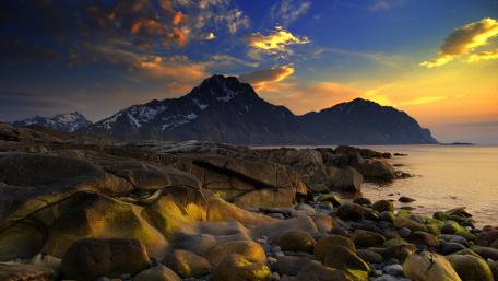 Majestic Mountains and Serene Sea View wallpaper