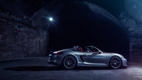 Sleek Porsche Boxster Spyder under Urban Lights wallpaper