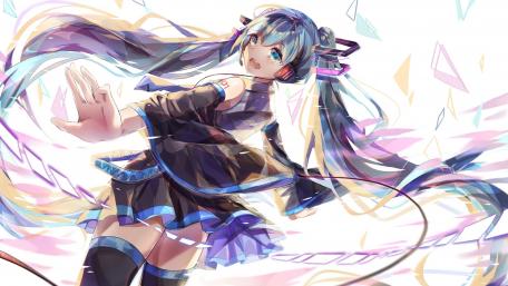 Dreamy Anime Girl with Vibrant Blue Hair wallpaper