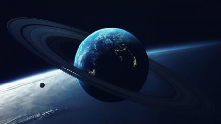 Majestic Ringed Planet in Cosmic Beauty wallpaper