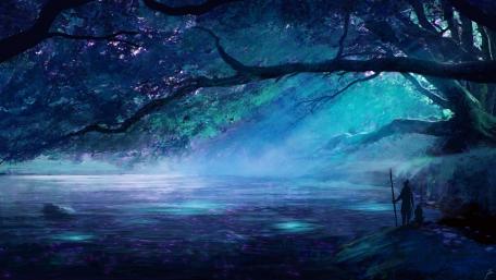 Mystical Forest Lake Illuminate wallpaper