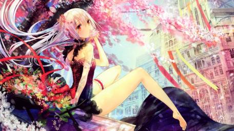 Ethereal Beauty in a Blossoming Garden wallpaper