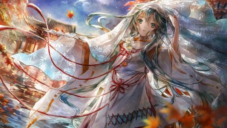 Serene Autumn Day with Hatsune Miku wallpaper