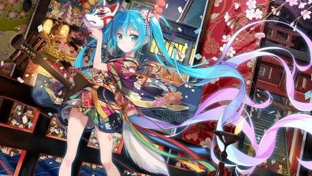 Vibrant Festival with Hatsune Miku wallpaper