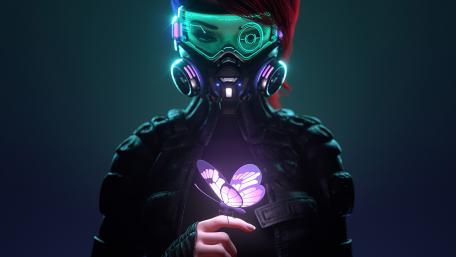 Mystical Encounter in a Cyberpunk Realm wallpaper