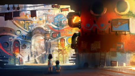 Whimsical Fantasy Town Adventure wallpaper