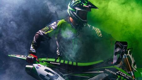 Intense Kawasaki Motocross Action wallpaper