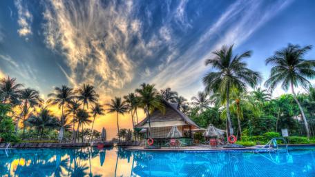 Tropical Paradise with Stunning Pool Views wallpaper