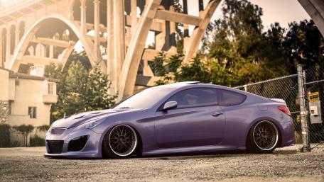 Sleek Hyundai Genesis Coupe Under Stunning Architecture wallpaper