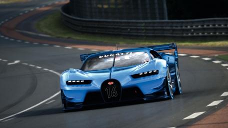 Sleek Bugatti Racing on Track wallpaper