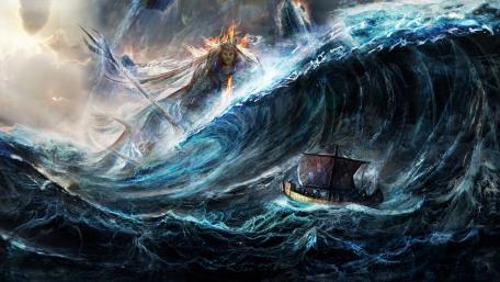 Majestic Poseidon's Ocean Fury wallpaper