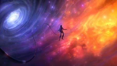 Floating in space wallpaper