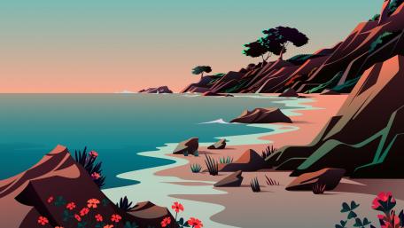 Minimalist Fantasy Beach Escape wallpaper