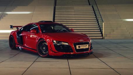 Sleek Red Audi R8 in Urban Setting wallpaper