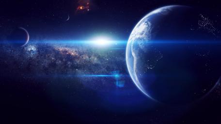 Blue Planet at the Edge of the Cosmos wallpaper