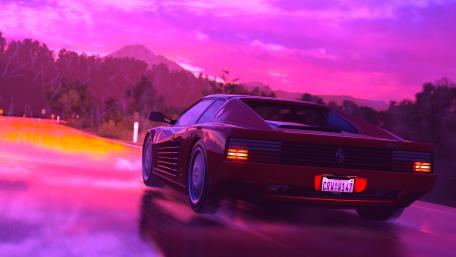 Retro Ferrari Testarossa Sunset Drive wallpaper