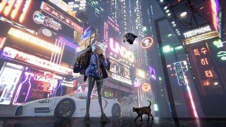 The city lights up at night wallpaper