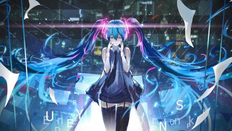 Hatsune Miku in a Futuristic Concert wallpaper