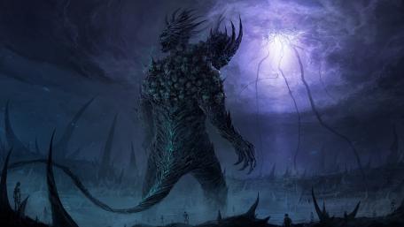 Towering Beast of the Shadowed Realm wallpaper