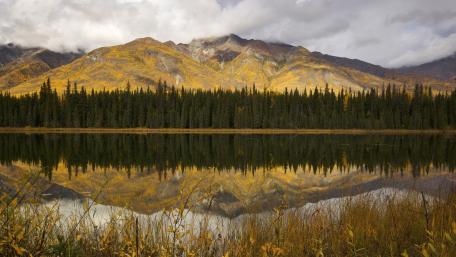 Autumn Serenity Over a Tranquil Lake wallpaper