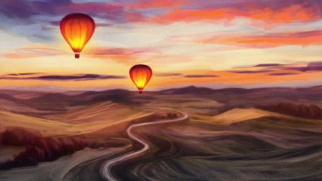 Hot air balloon painting wallpaper