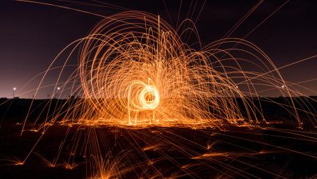 Ethereal Light Circles in the Night Sky wallpaper