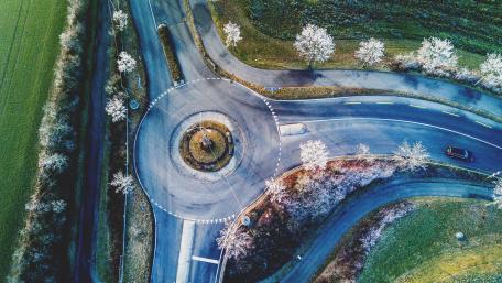Serene Spring Roundabout View From Above wallpaper